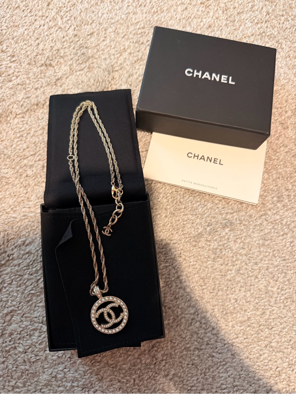 CHANEL Gold Pearl-Accent CC Medallion Necklace - Picture 5 of 5